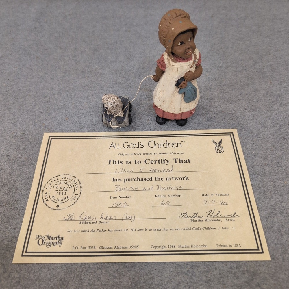 Martha Holcombe All God's Children Bonnie and Buttons Figurine 1502 Edition 62 - Picture 8 of 9